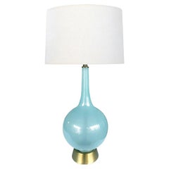 Eine durchscheinende Murano-Lampe in Flaschenform aus den 1960er Jahren, blassblau