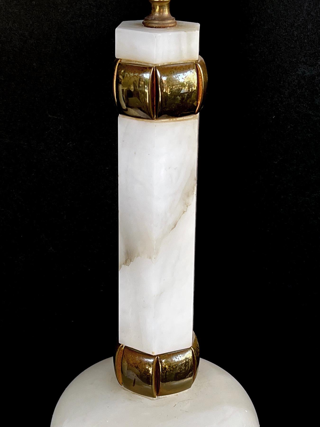 A Translucent Pair of Italian Carved Alabaster Bottle-form Lamps For Sale 1