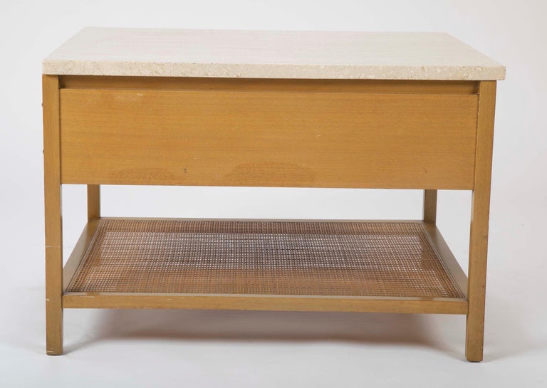 Travertine Top Mahogany Side Table Designed by Paul McCobb Travertine Top Mahogany Side Table Designed by Paul McCobb