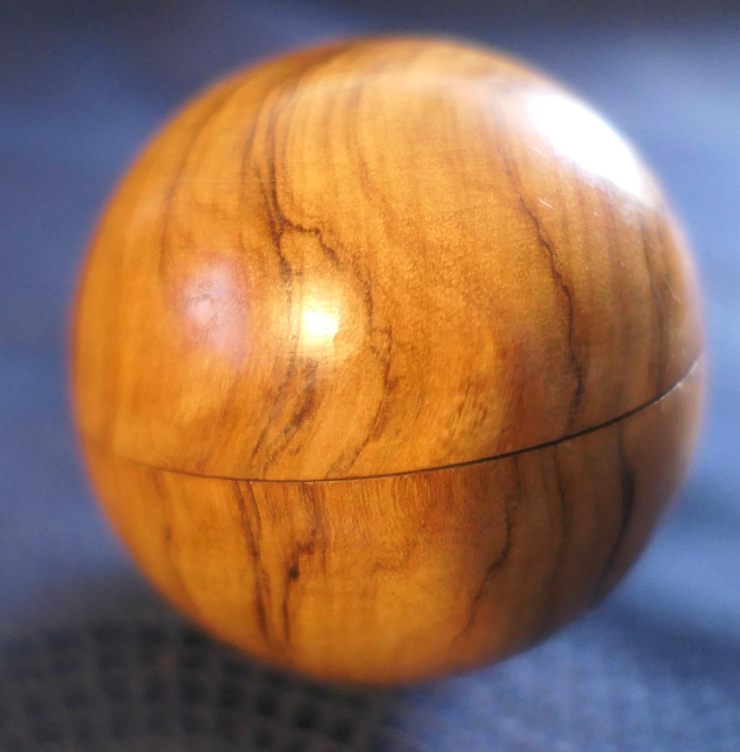 A Treen Sphere Enclosing Needle and Thread Spool    For Sale 1