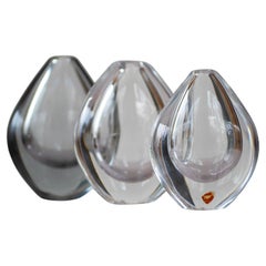 A trio Crystal Lucid Drop glass vases by Sven Palmqvist for Orrefors Sweden