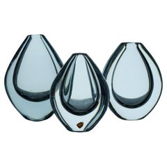 A trio Crystal Lucid Drop glass vases by Sven Palmqvist for Orrefors Sweden