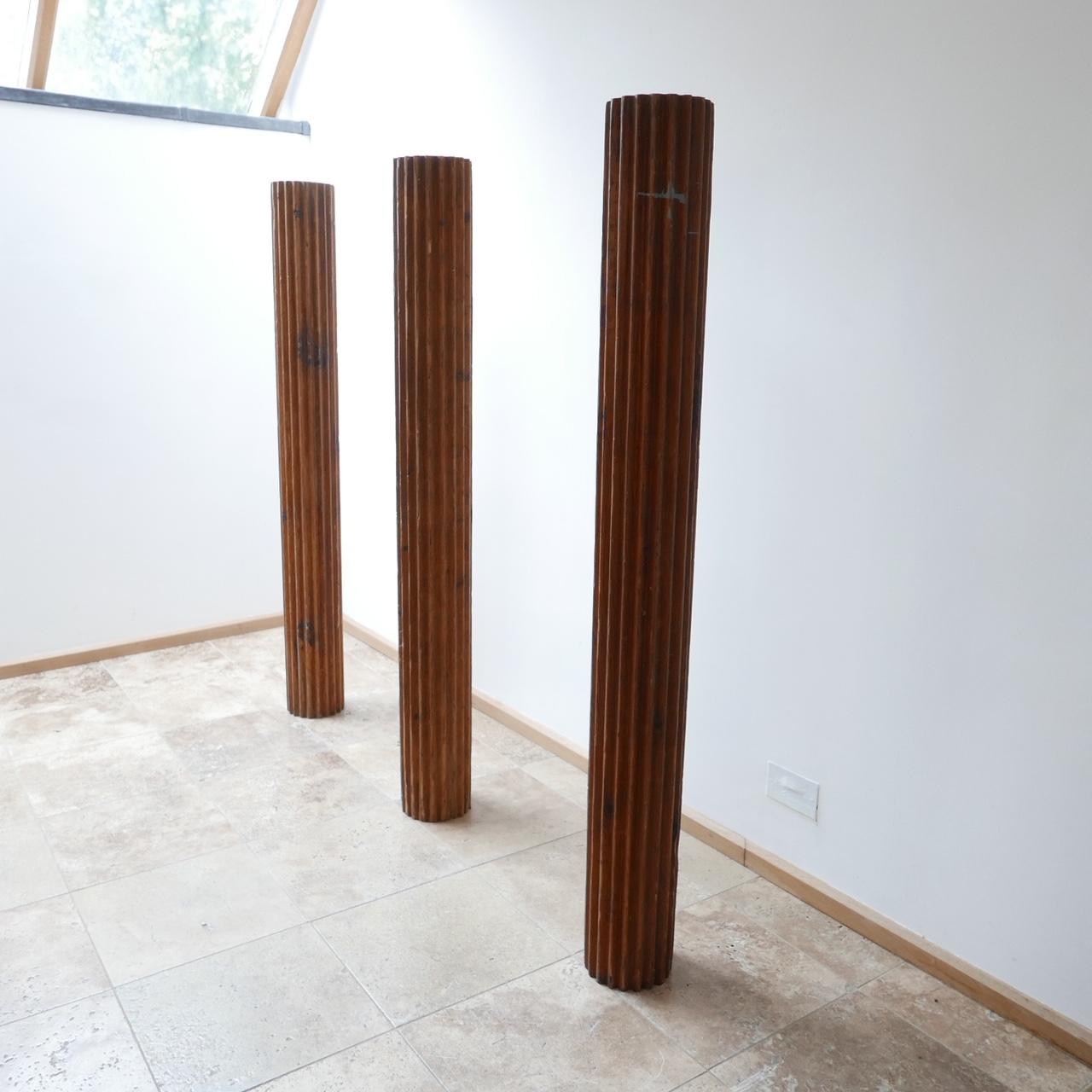 A Trio of Antique French Wooden Columns 1