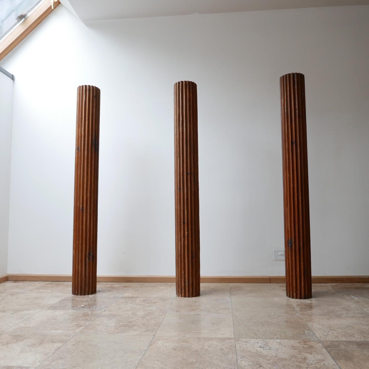 A Trio of Antique French Wooden Columns 2