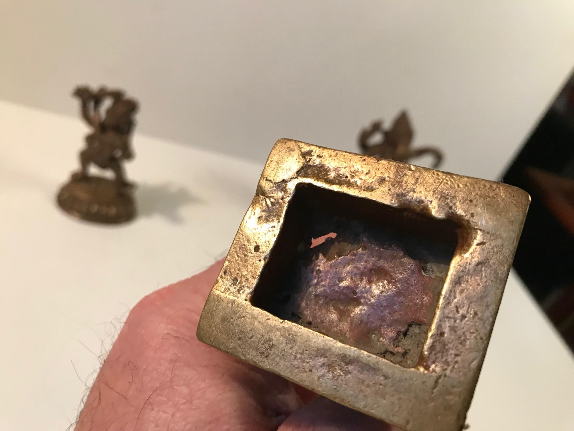 Inizio XX secolo Trio di antiche statuette di Dio indù in bronzo, Maha Durga, Shiva e Ganesh in vendita