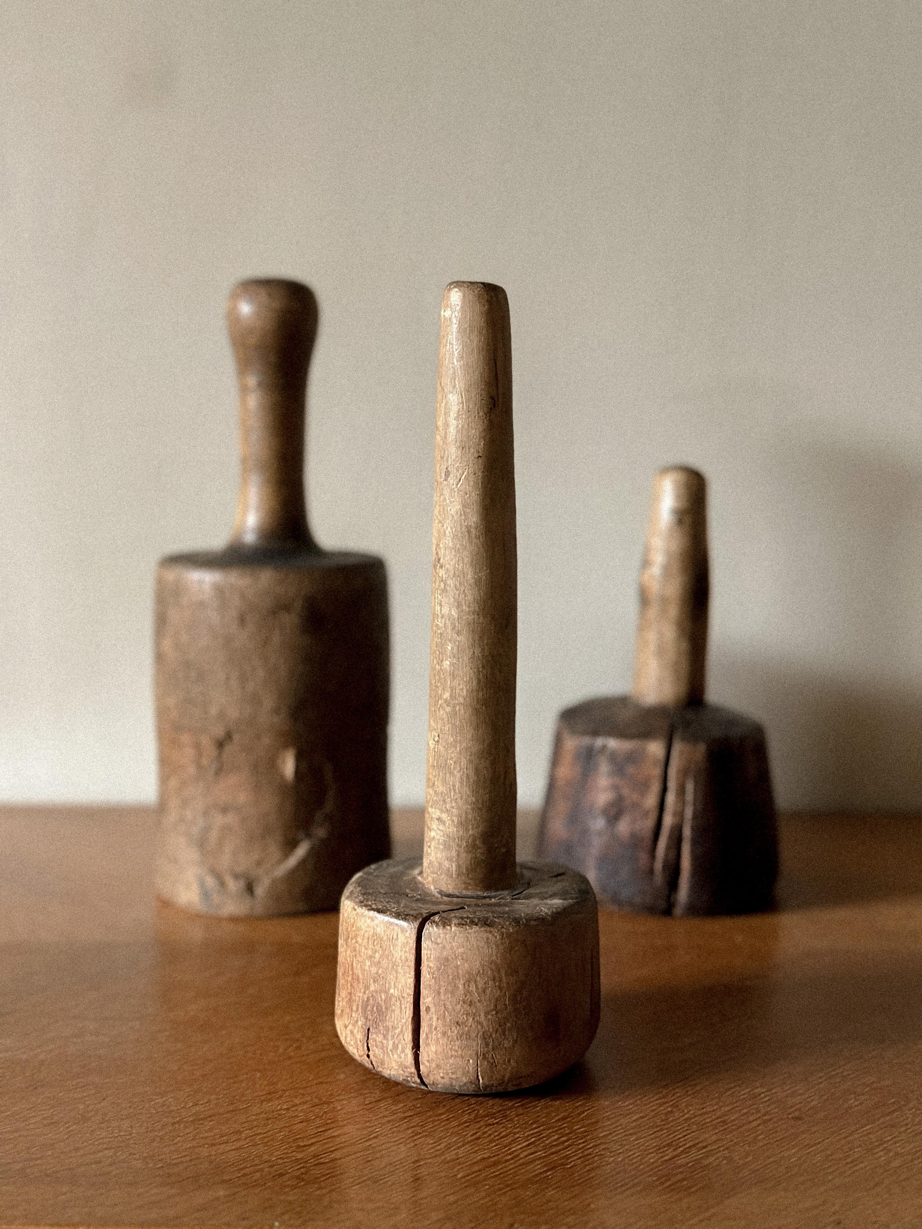 Norwegian A Trio of Antique Wooden Pestles from the 19th Century For Sale