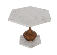 Trio of Modern Italian Hollywood Regency Marble and Brass End or Side Tables