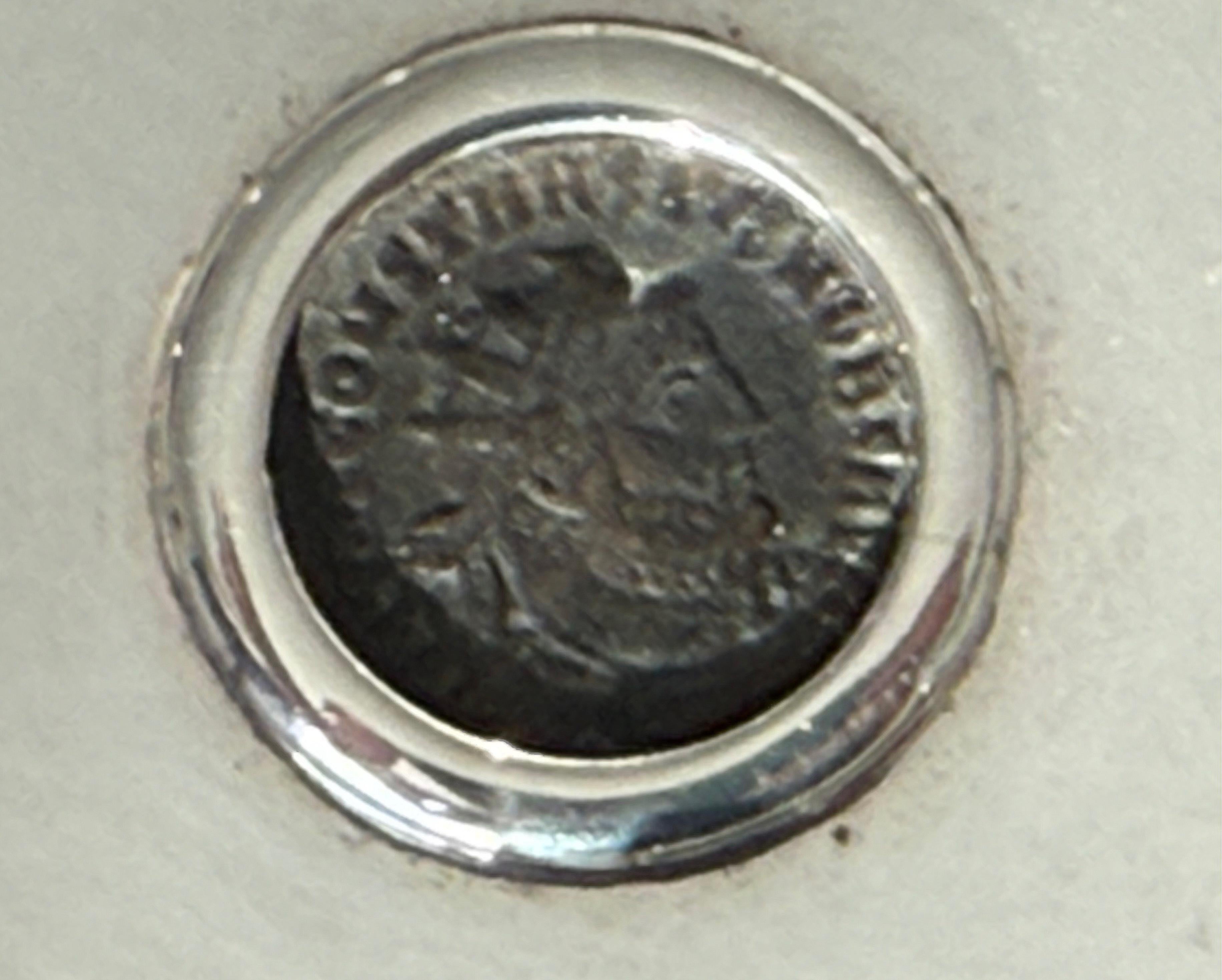 A trio of rare sterling silver pieces with ancient Roman coins, Bulgari 20th c For Sale 8