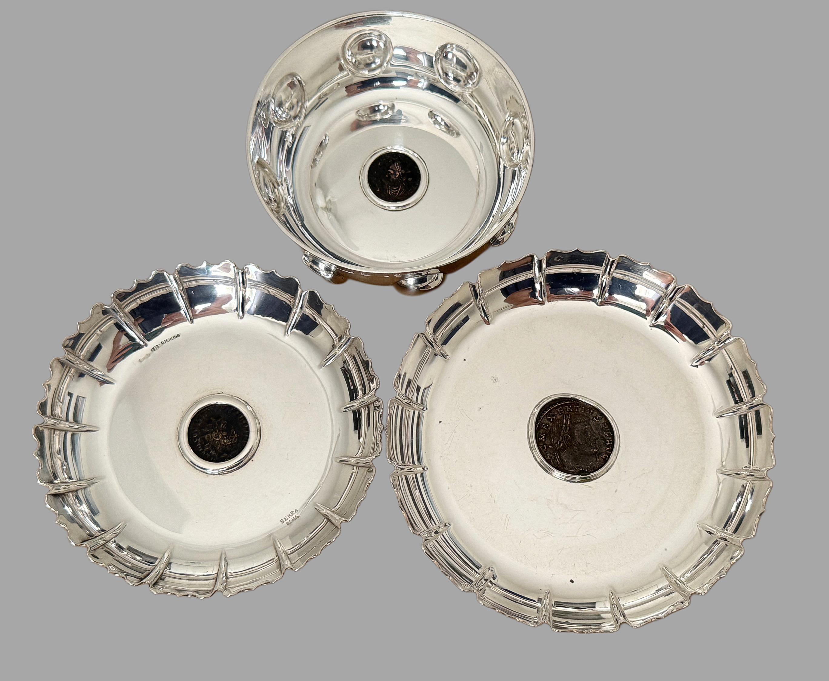 A trio of rare sterling silver pieces with ancient Roman coins, Bulgari 20th c For Sale 10