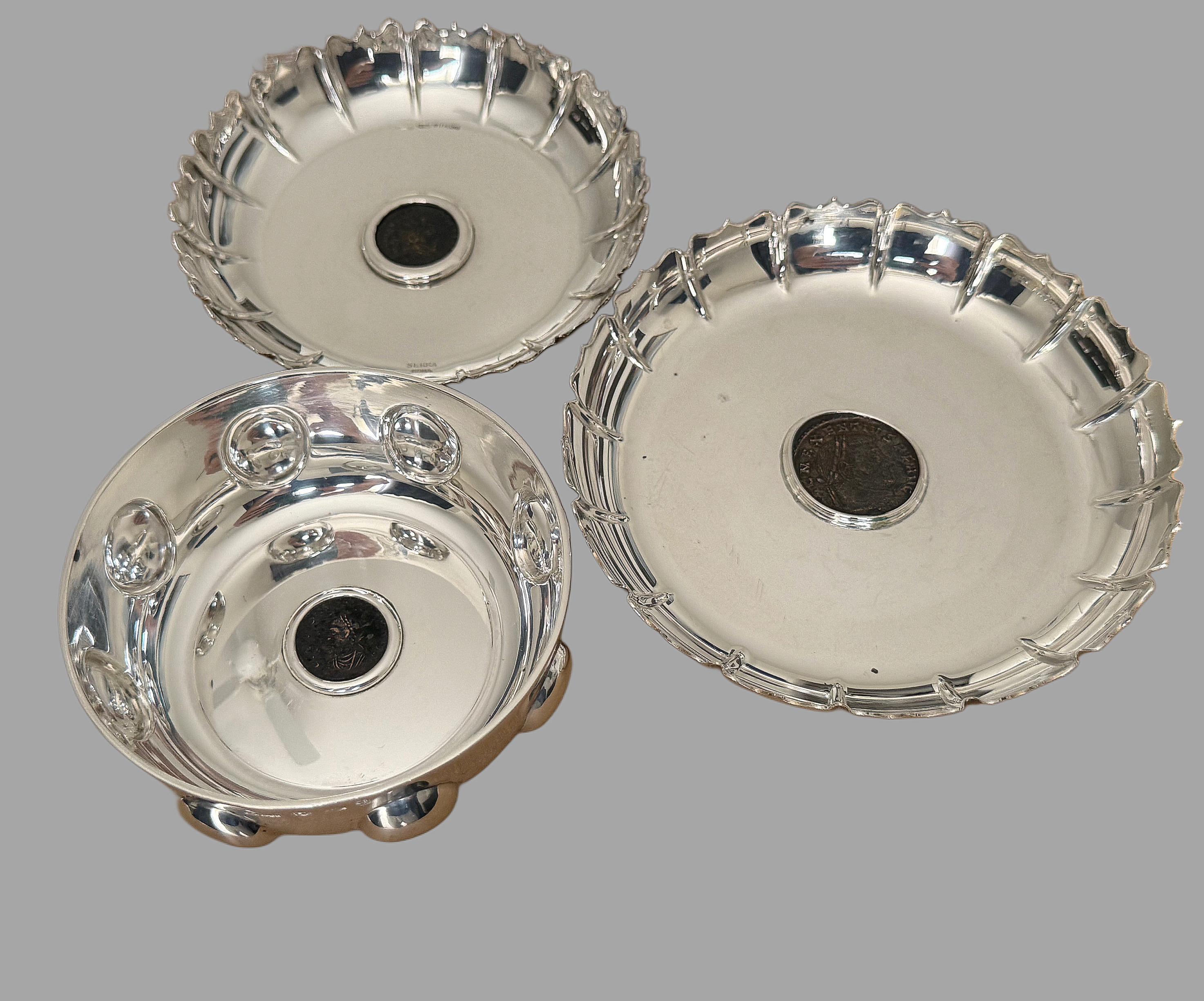 A trio of rare sterling silver pieces with ancient Roman coins, Bulgari 20th c For Sale 13