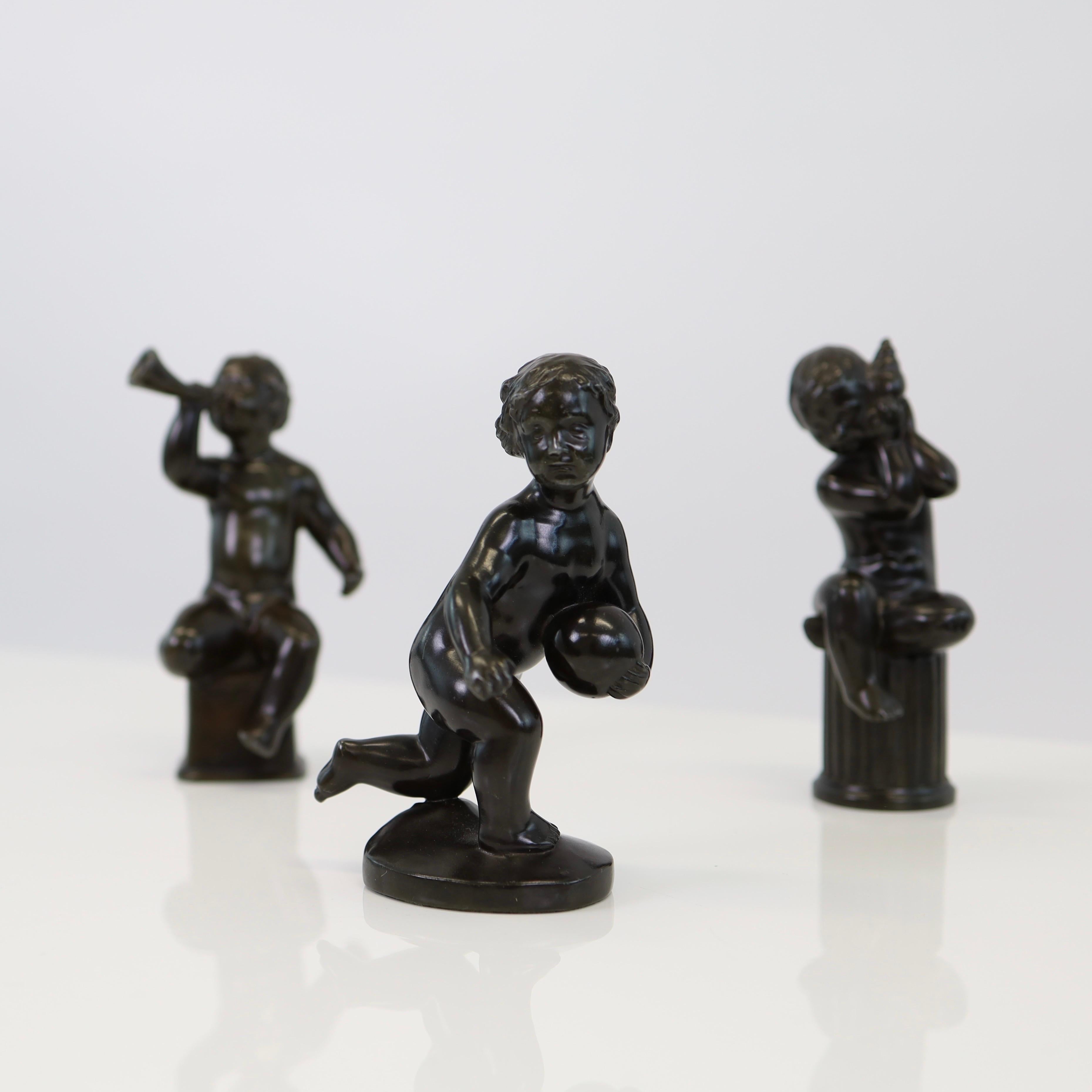 Art Deco A trio of small Just Andersen sculptures, 1930s, Denmark For Sale