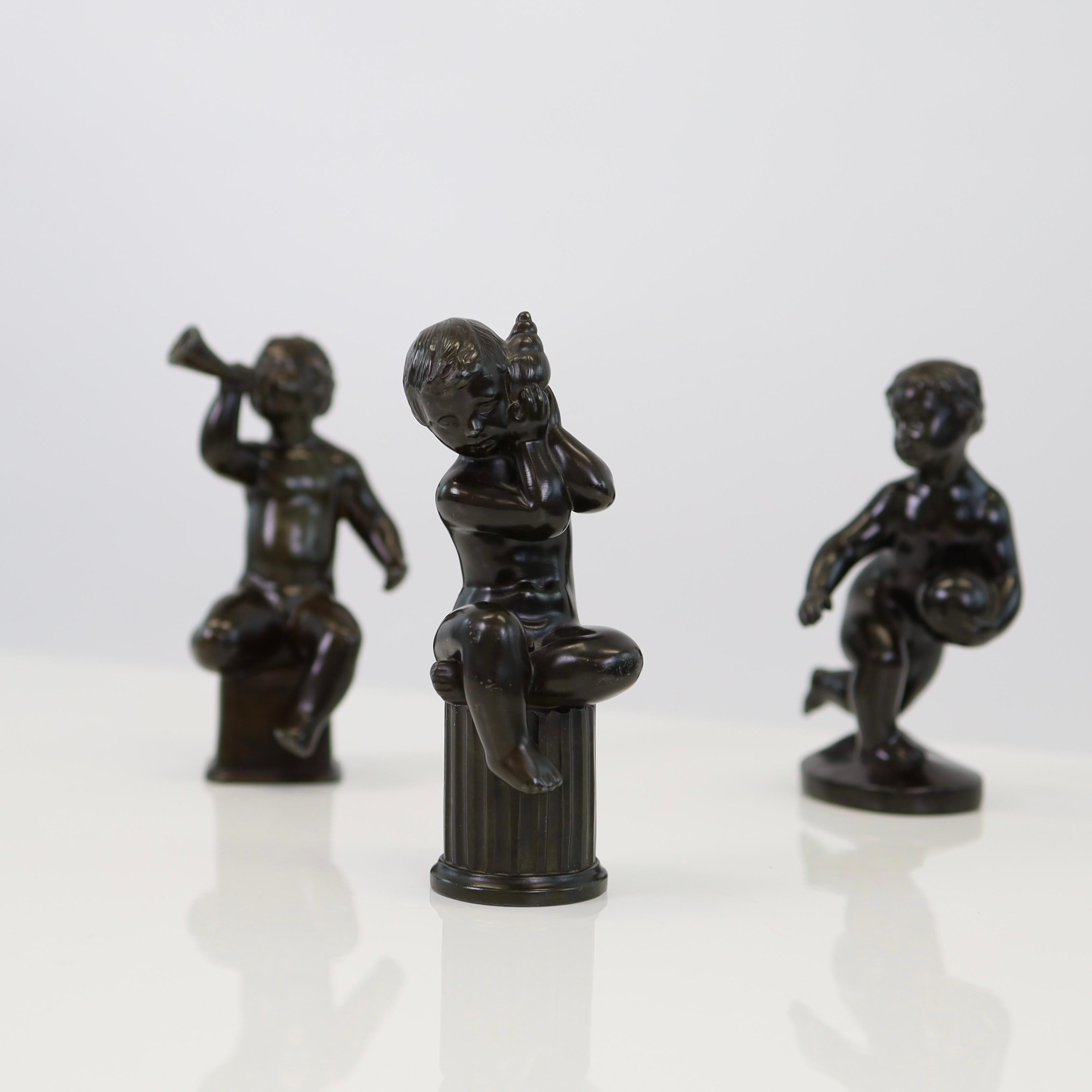 A trio of small Just Andersen sculptures, 1930s, Denmark In Good Condition For Sale In Værløse, DK