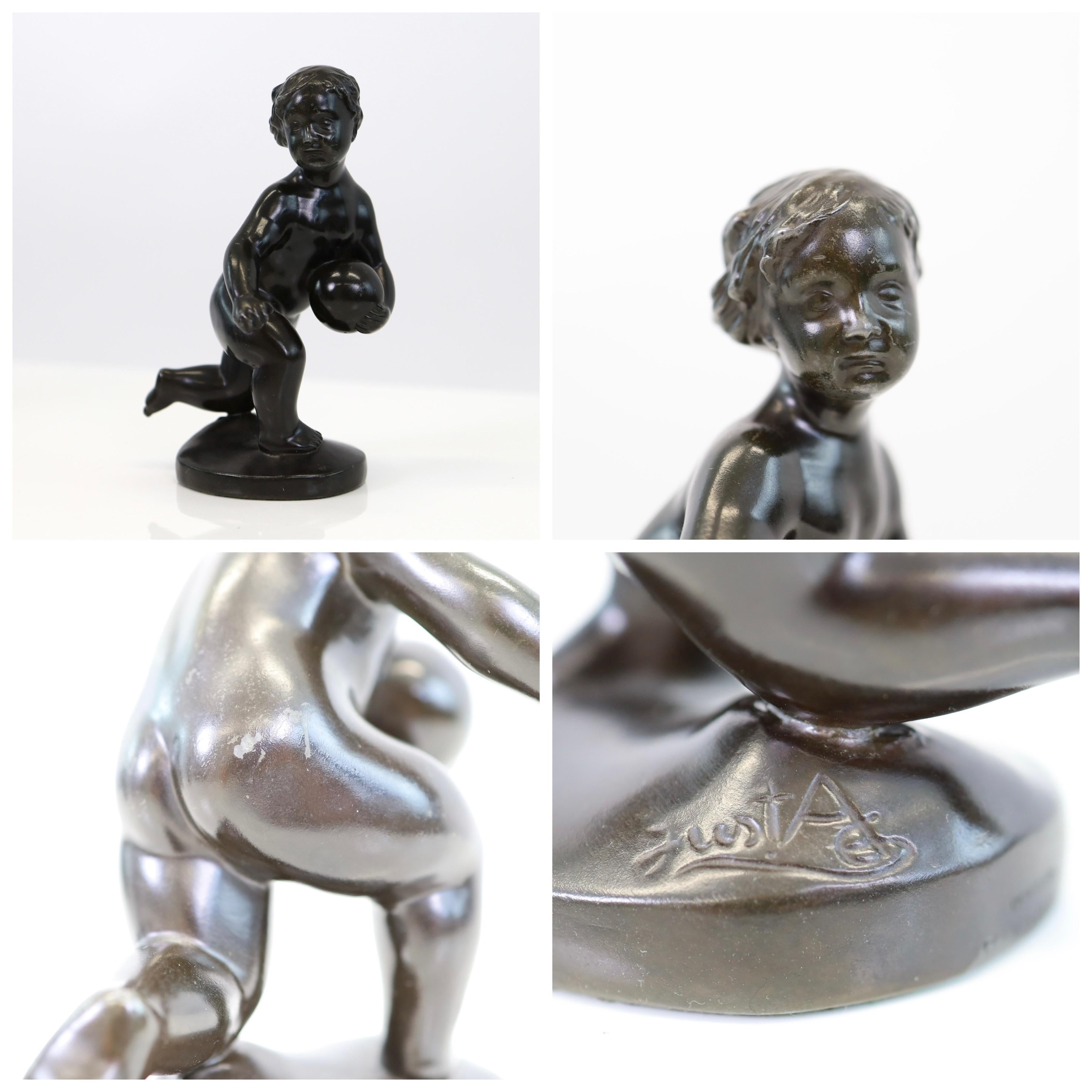 Metal A trio of small Just Andersen sculptures, 1930s, Denmark For Sale