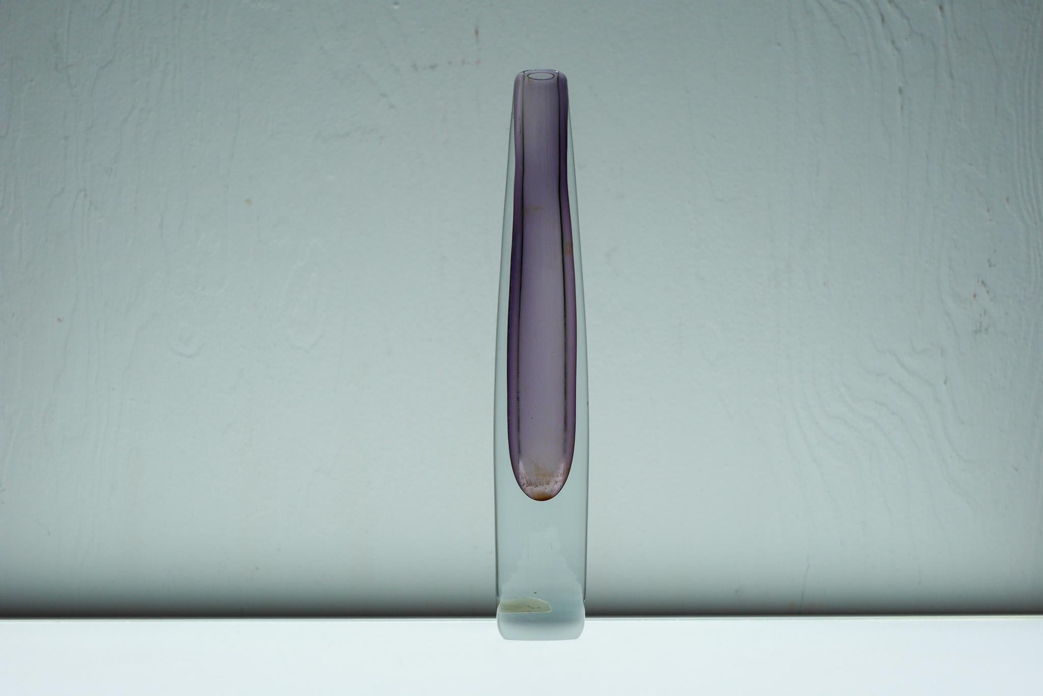 Trio Sommerso Glasvasen in Lila von Gunnar Nylund Strömbergshyttan Schweden (Handgefertigt) im Angebot