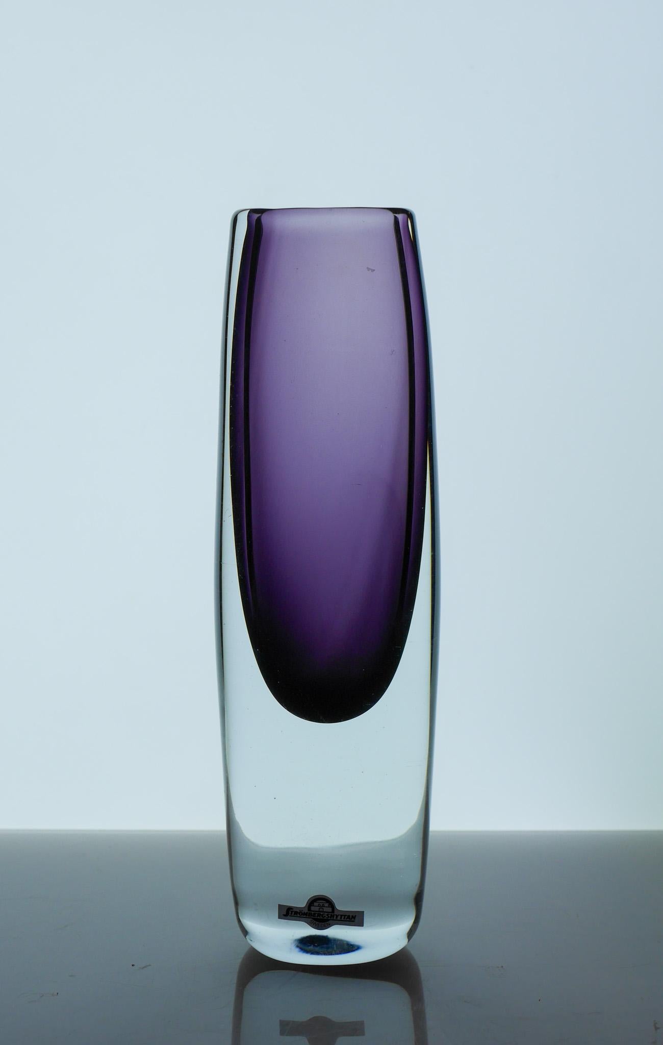 Trio Sommerso Glasvasen in Lila von Gunnar Nylund Strömbergshyttan Schweden im Angebot 2