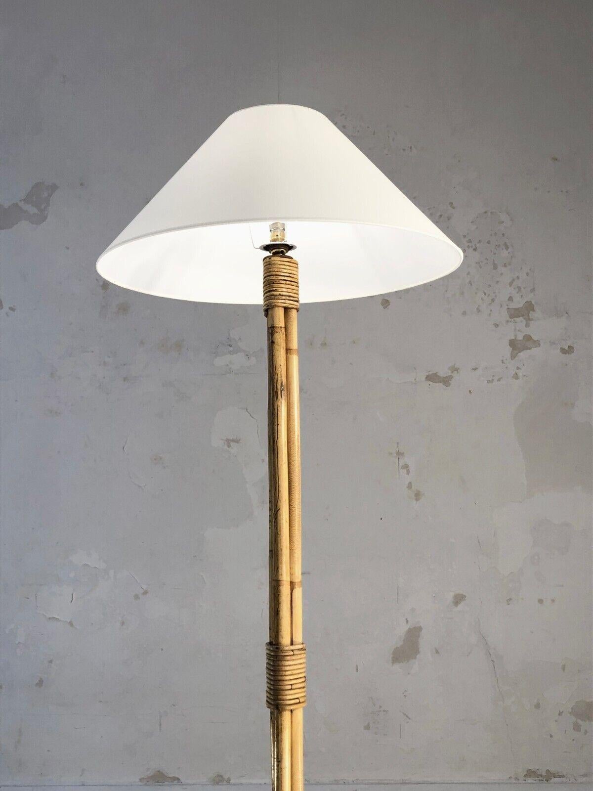 Mid-20th Century A MODERNIST TRIPOD Bamboo FLOOR LAMP, AUDOUX-MINNET & SOGNOT Style, France 1950 For Sale