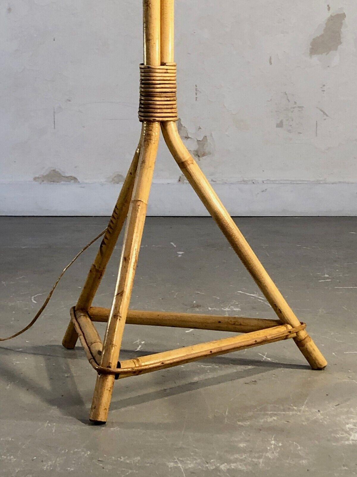 A MODERNIST TRIPOD Bamboo FLOOR LAMP, AUDOUX-MINNET & SOGNOT Style, France 1950 For Sale 3