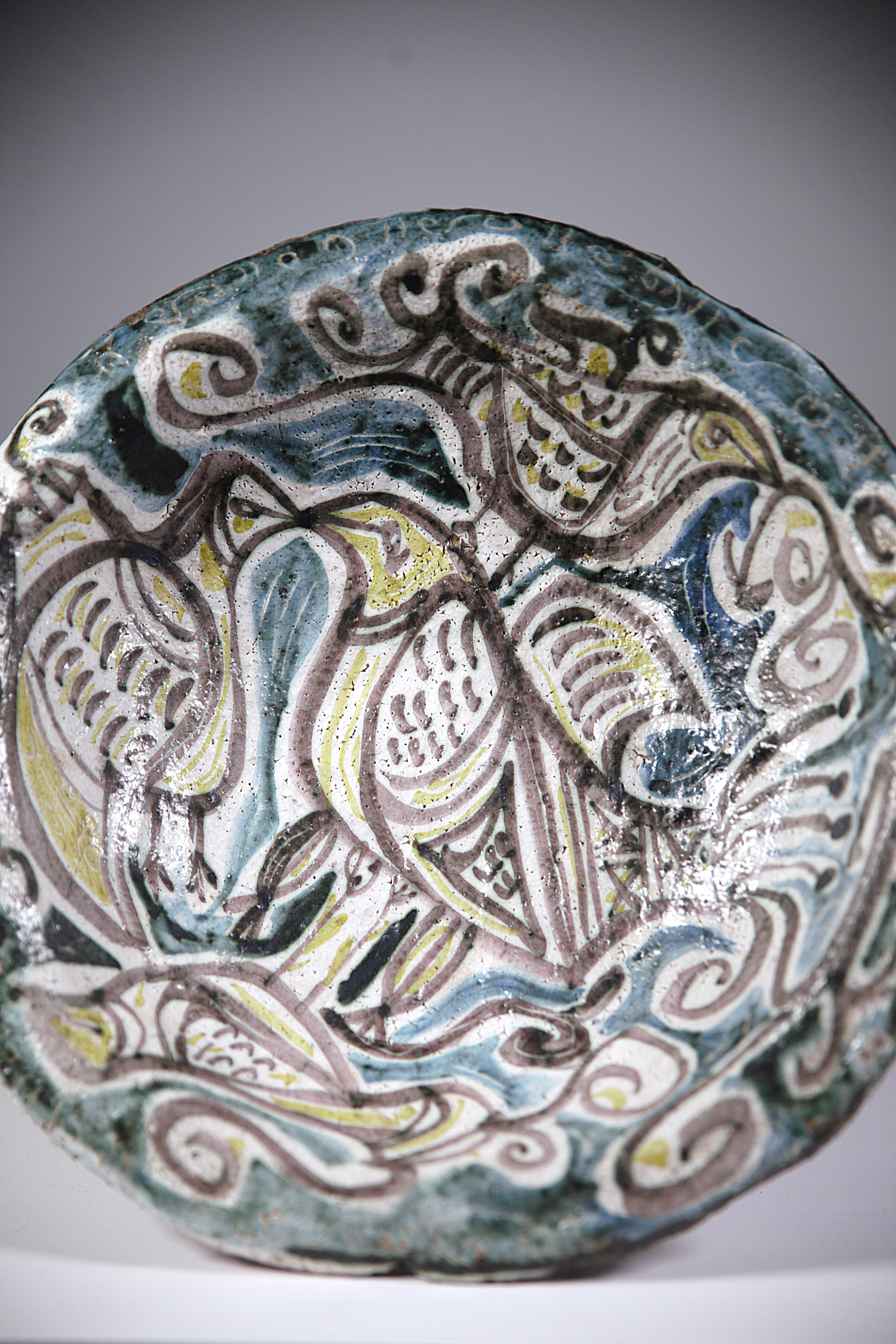 A Tripod Ceramic Bowl by François Goalec Brittany France 1960s For Sale 6