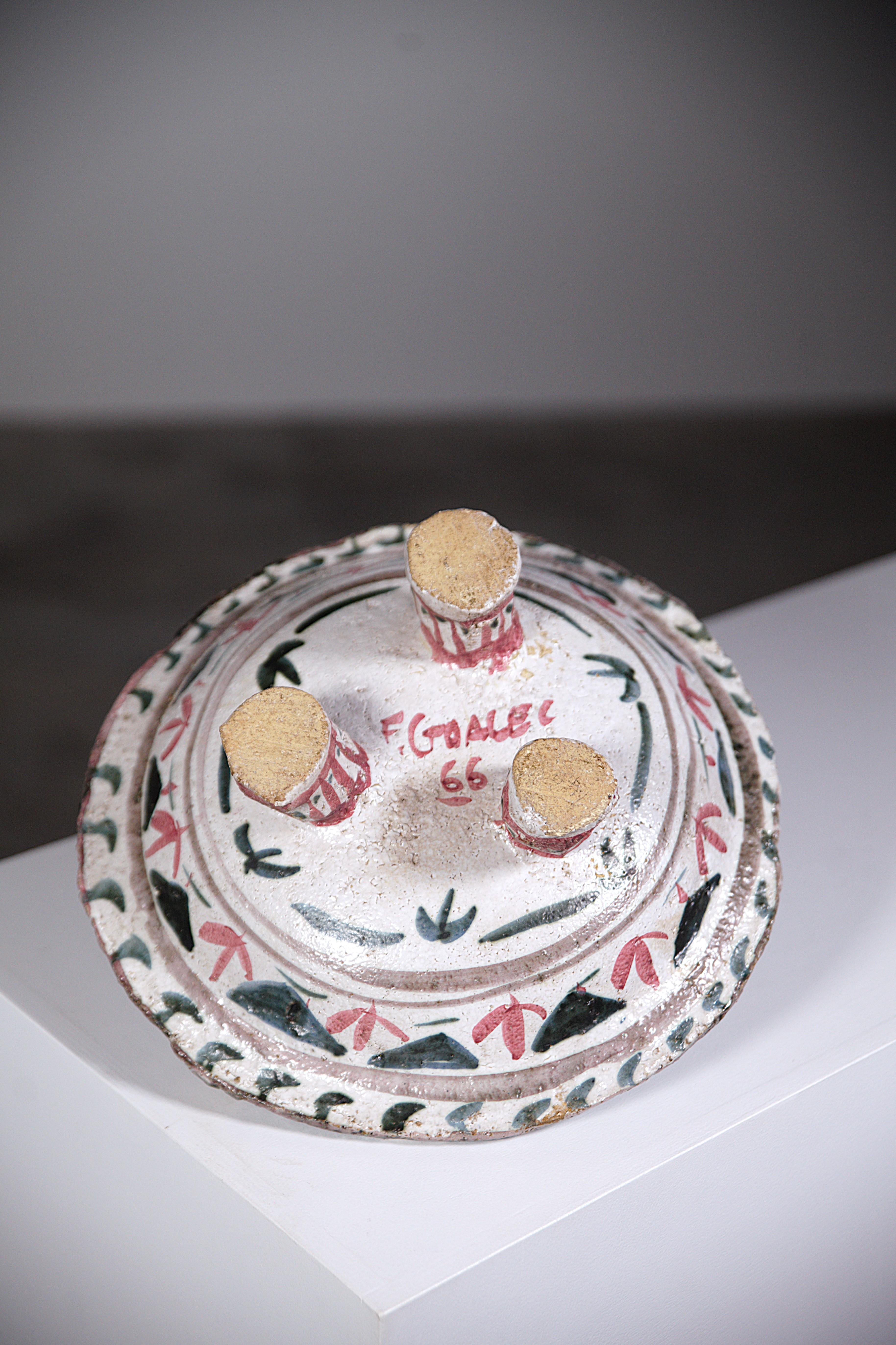 A Tripod Ceramic Bowl by François Goalec Brittany France 1960s For Sale 2