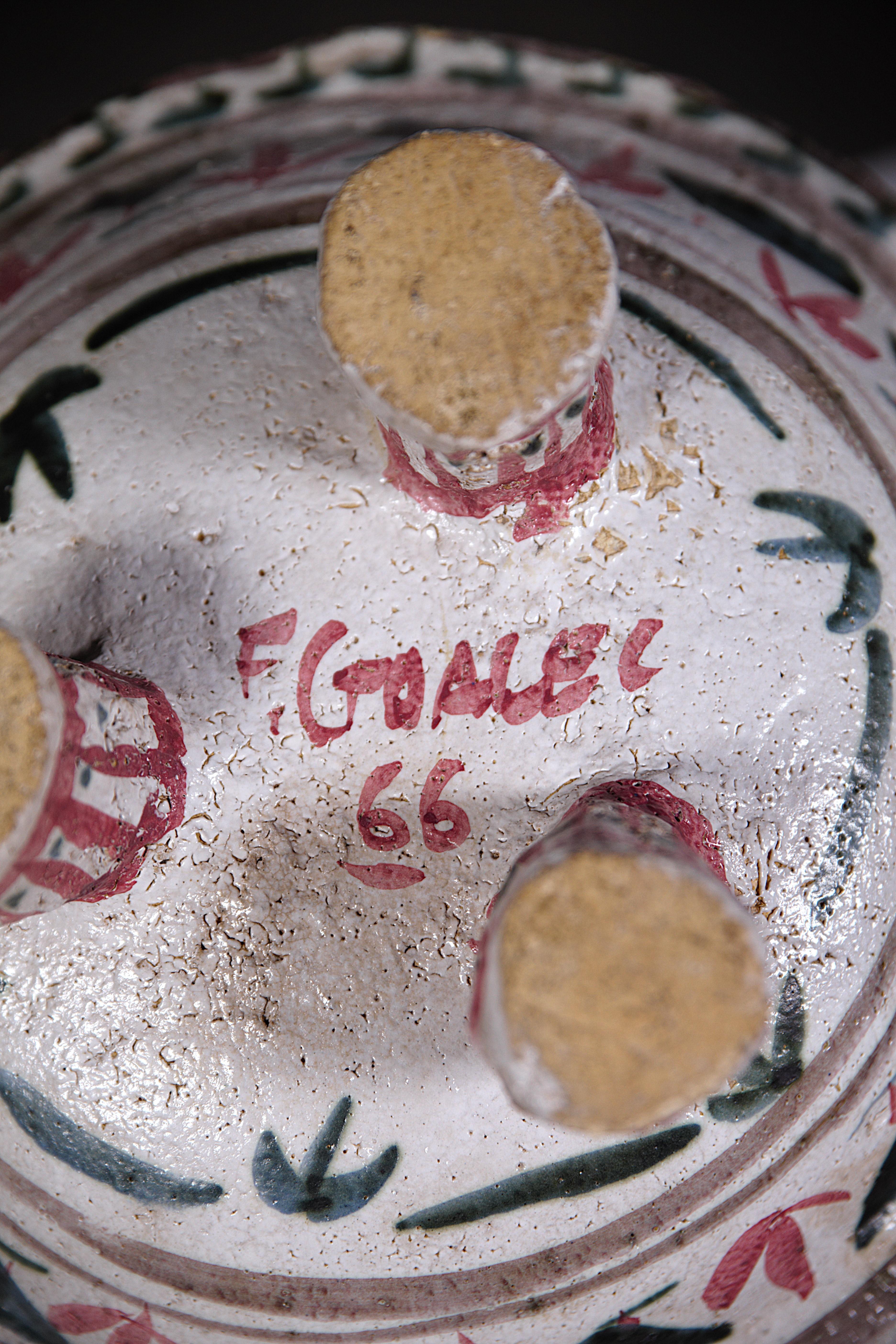 A Tripod Ceramic Bowl by François Goalec Brittany France 1960s For Sale 3