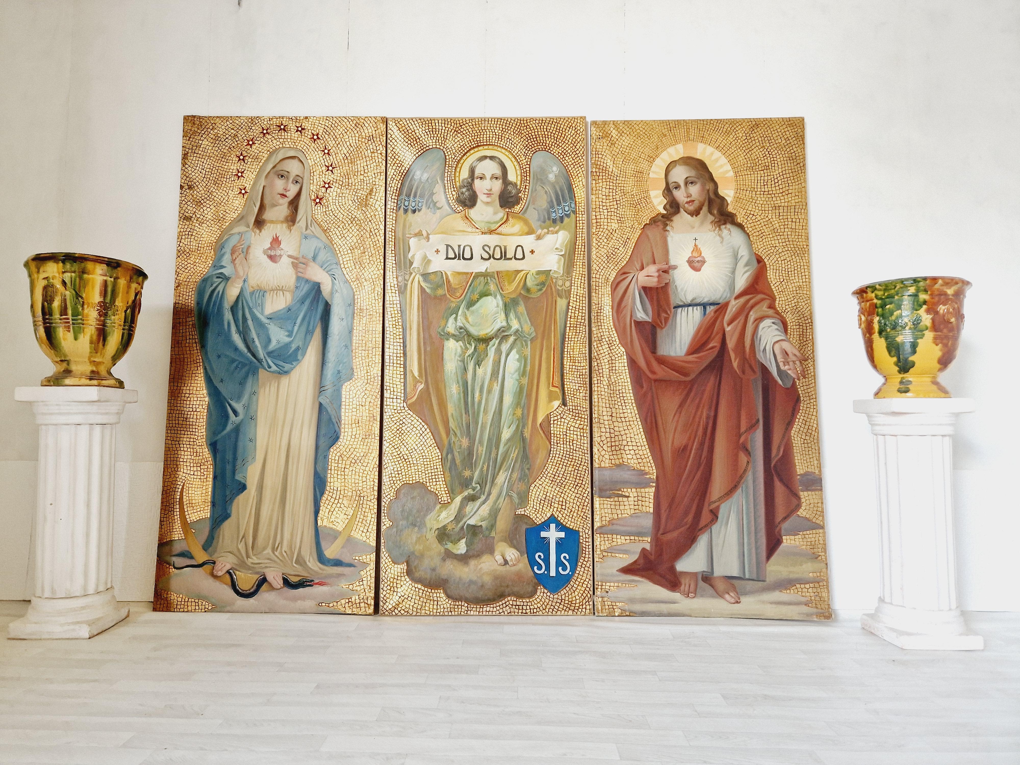 Ein Triptychon großer religiöser Ölgemälde  im Angebot 4