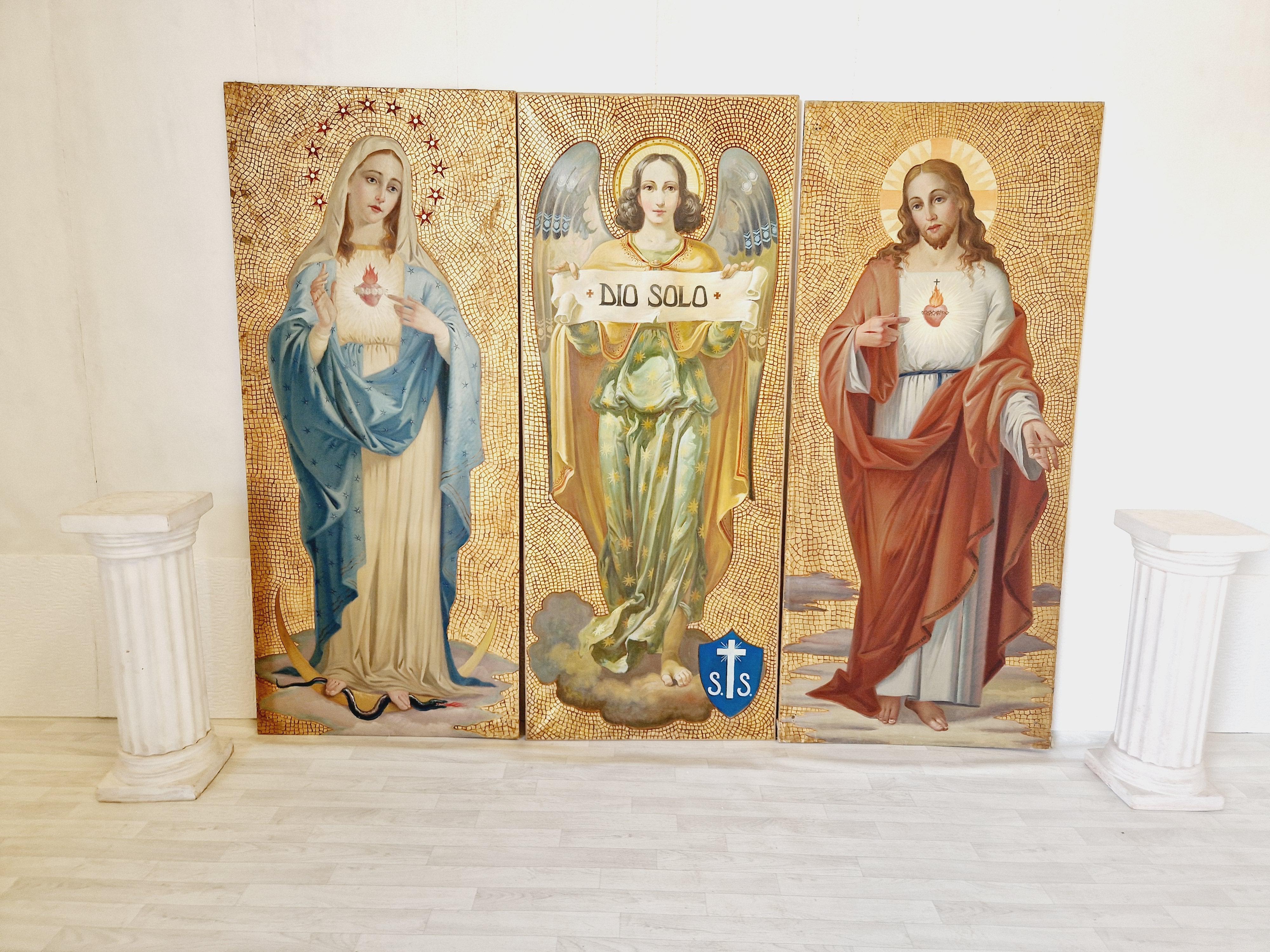 Ein Triptychon großer religiöser Ölgemälde  im Angebot 7