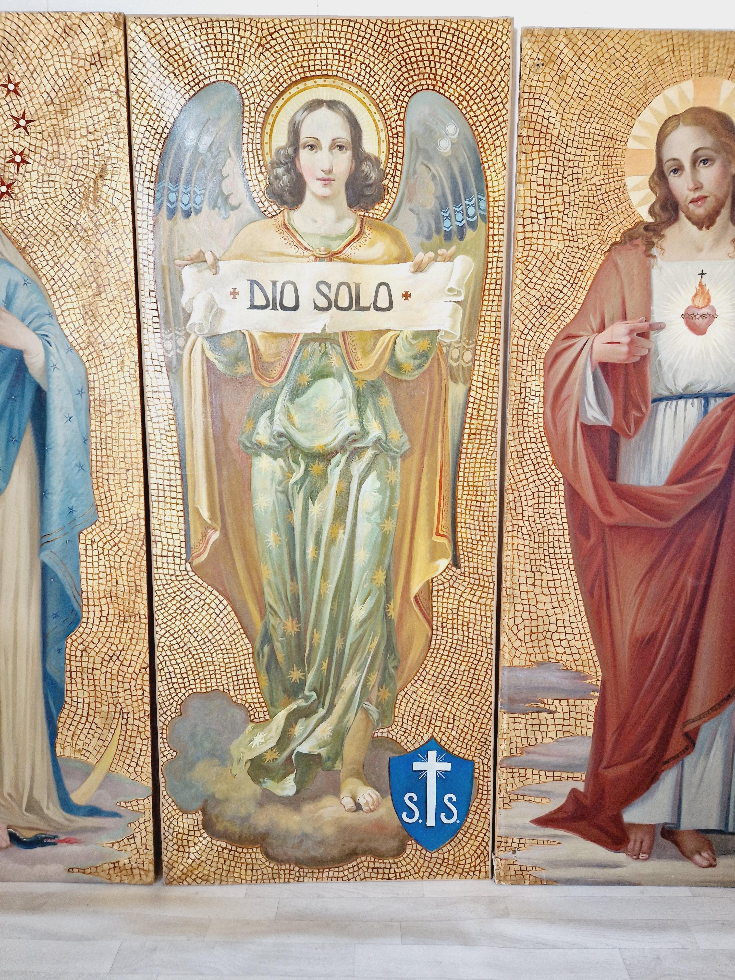 Ein Triptychon großer religiöser Ölgemälde  im Angebot 11