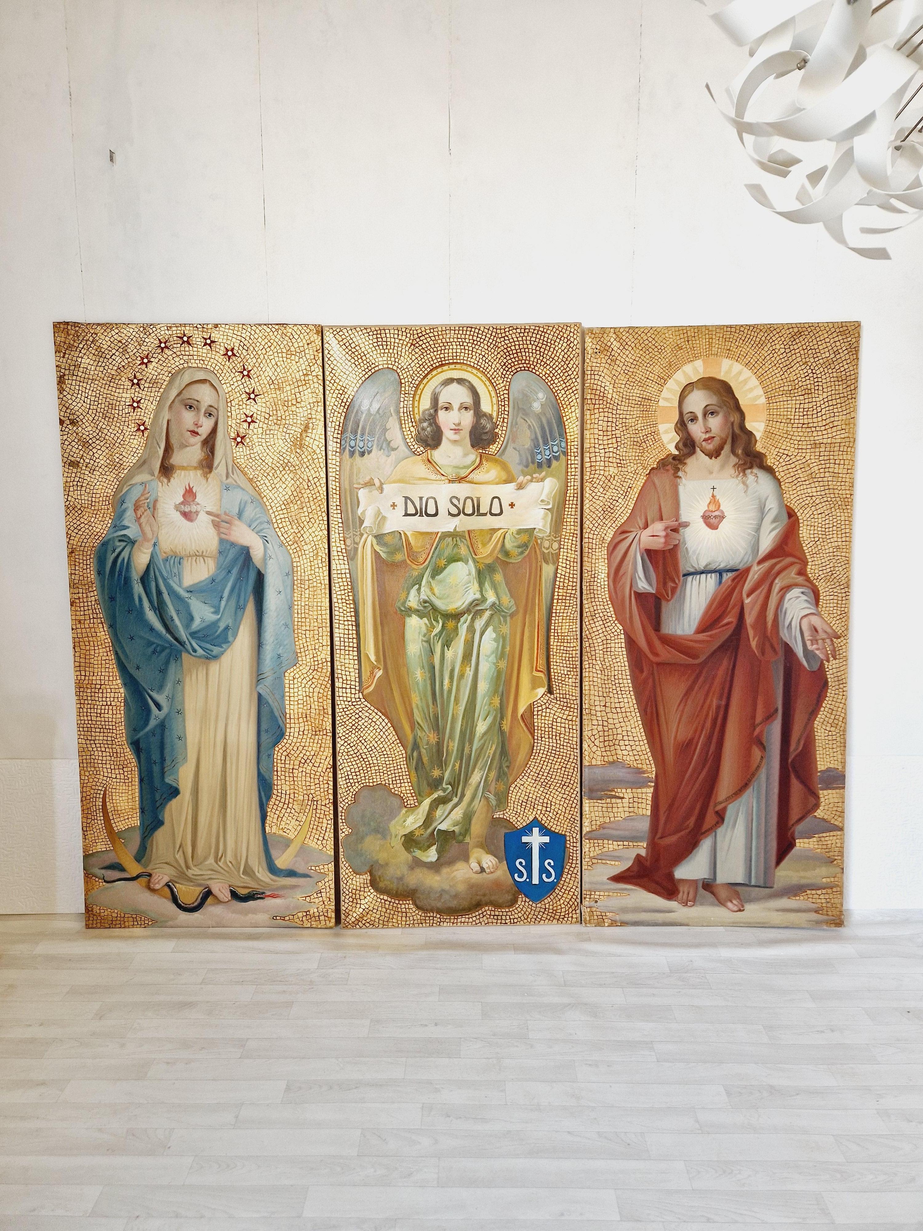Ein Triptychon großer religiöser Ölgemälde  im Angebot 12
