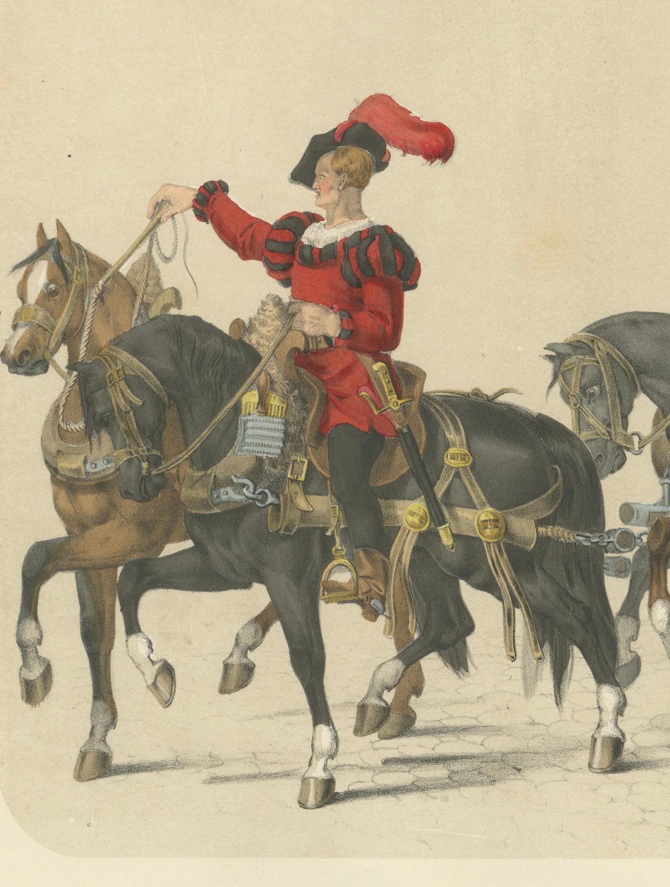 Milieu du XIXe siècle Un cortège triomphal - Bannières et armures capturées des victoires suisses, 1855 en vente
