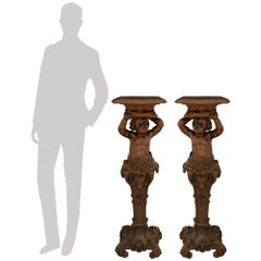 A true pair of French 19th century Louis XV st. patinated Bronze pedestals