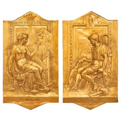 Ein echtes Paar französischer neoklassizistischer Plaketten aus dem 19. Ormolu-Plaketten, datiert 1869