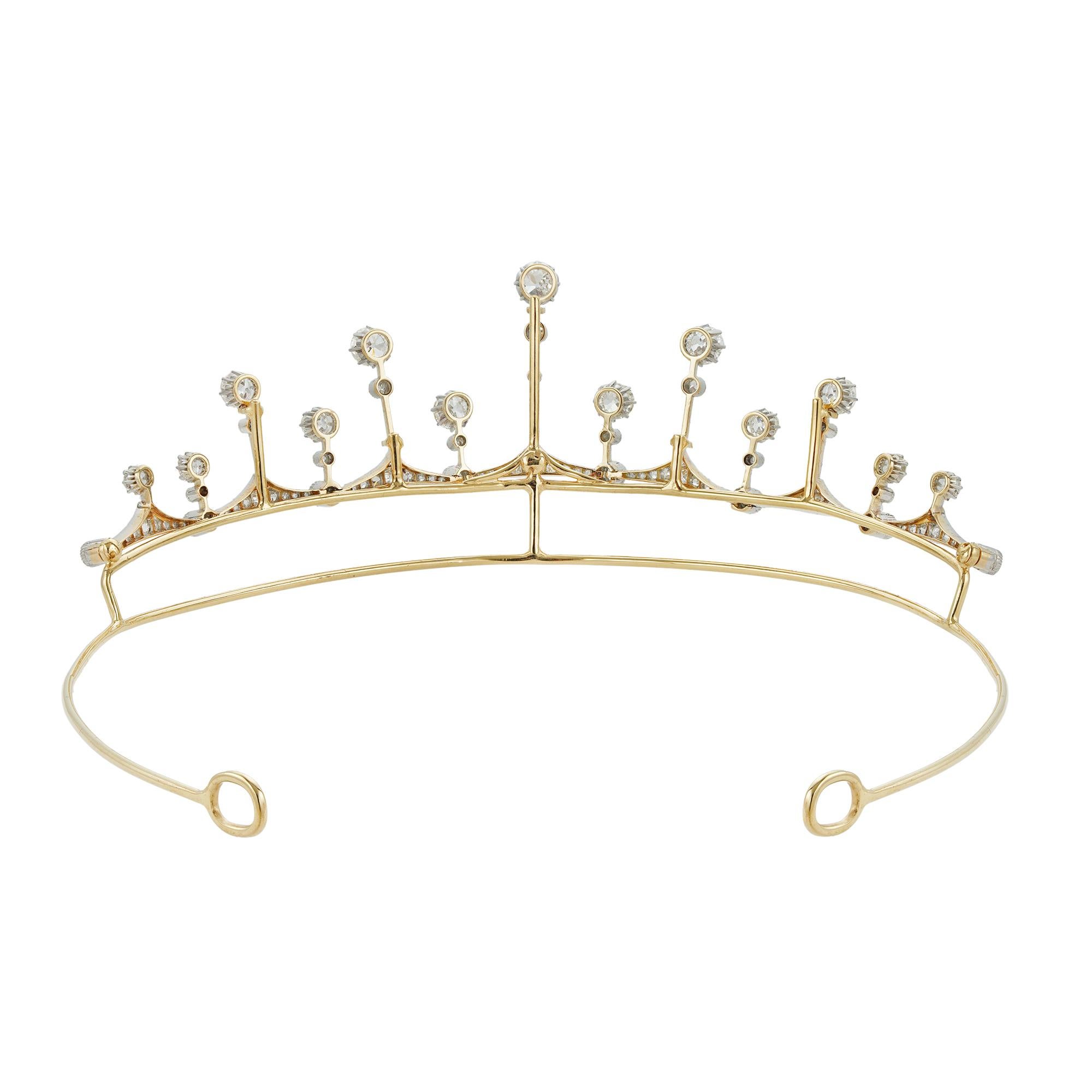 Women's or Men's A turn of 20th century diamond fringe tiara/necklace For Sale