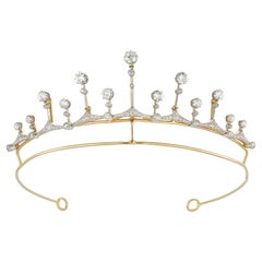Antique A turn of 20th century diamond fringe tiara/necklace