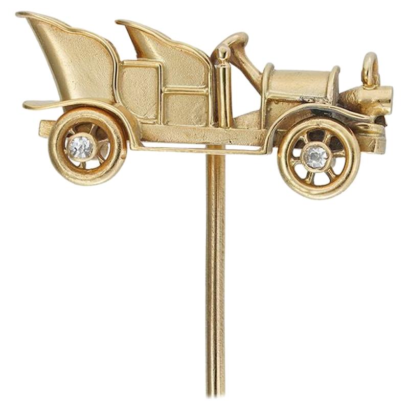 Turn of the 20th Century Gold Car Stick-Pin