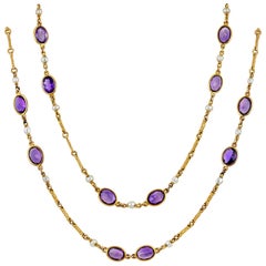 A Turn of the Century Amethyst and Pearl Necklace