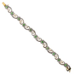 Turn of the Century Demantoid Garnet and Diamond Bracelet