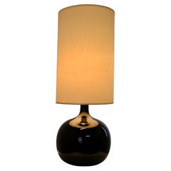 Lámpara de mesa de madera torneada, lacada en negro - 1960 - Francia