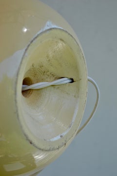 A turned wood table lamp, white lacquered - 1960 - France