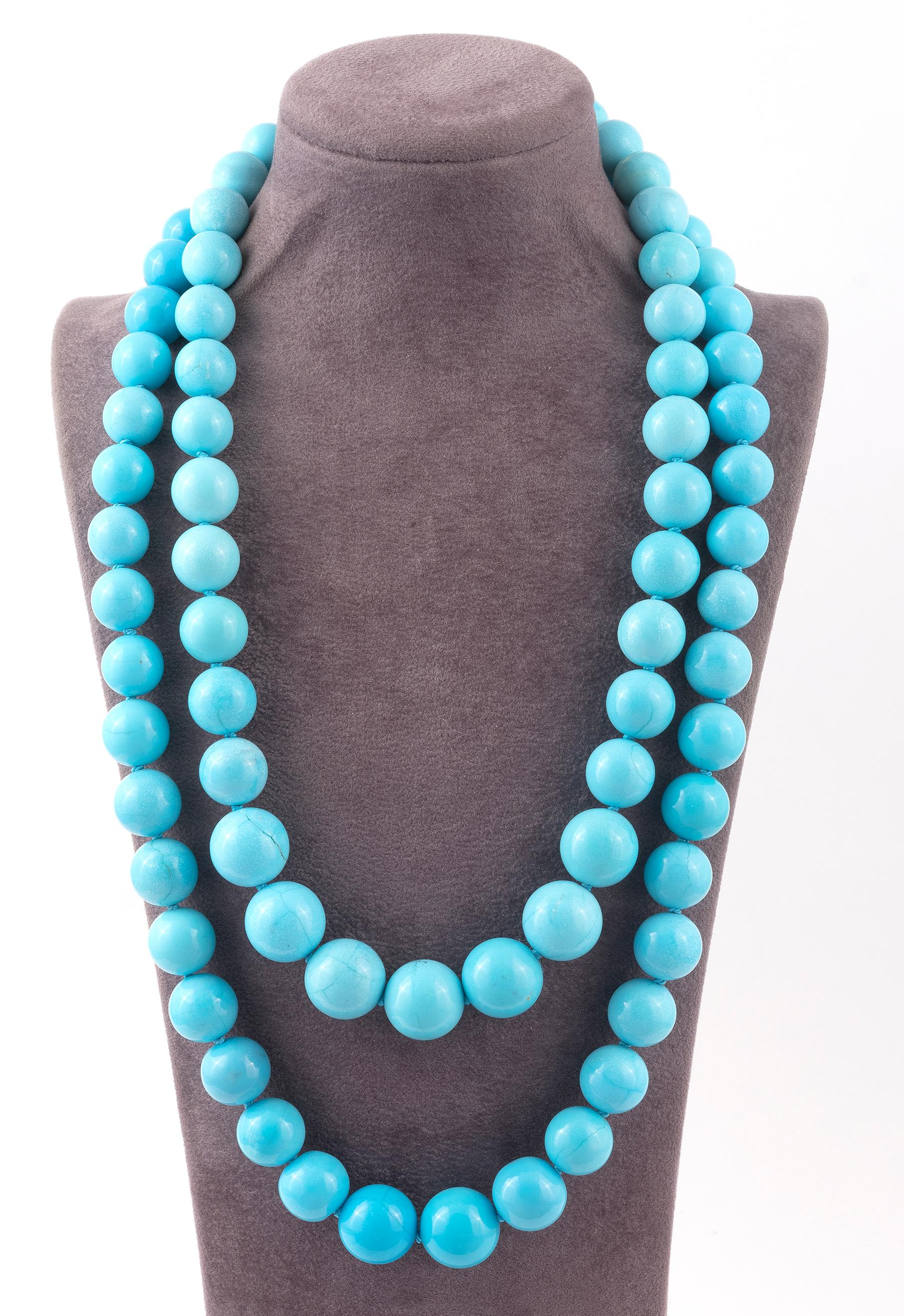 Bead Turquoise and 18kt Yellow Gold Necklace