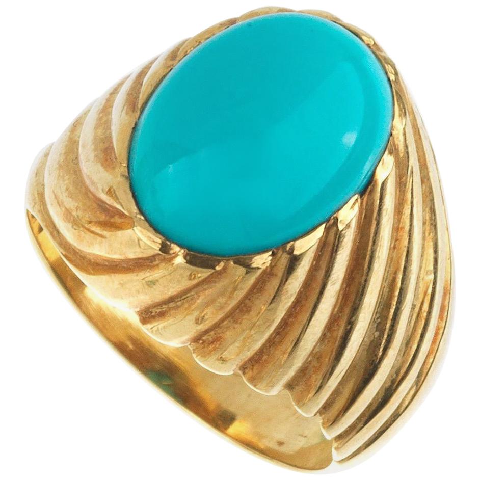 Turquoise and 18 Karat Gold Ring