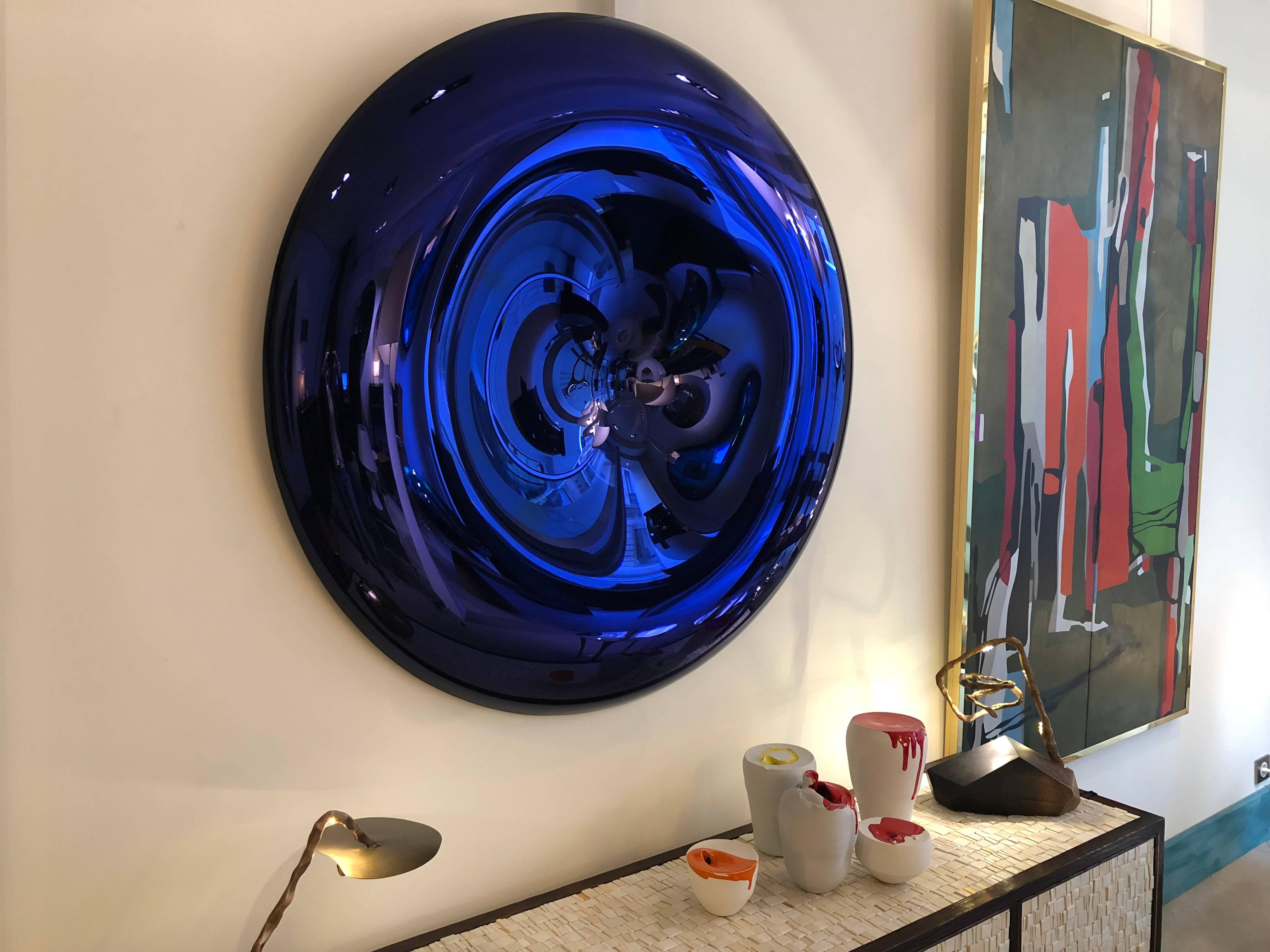 Turquoise Blue Concave Double Mirror by Christophe Gaignon 1