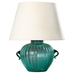 Vase en verre Turquoise Murano Silver Fleck en guise de lampe
