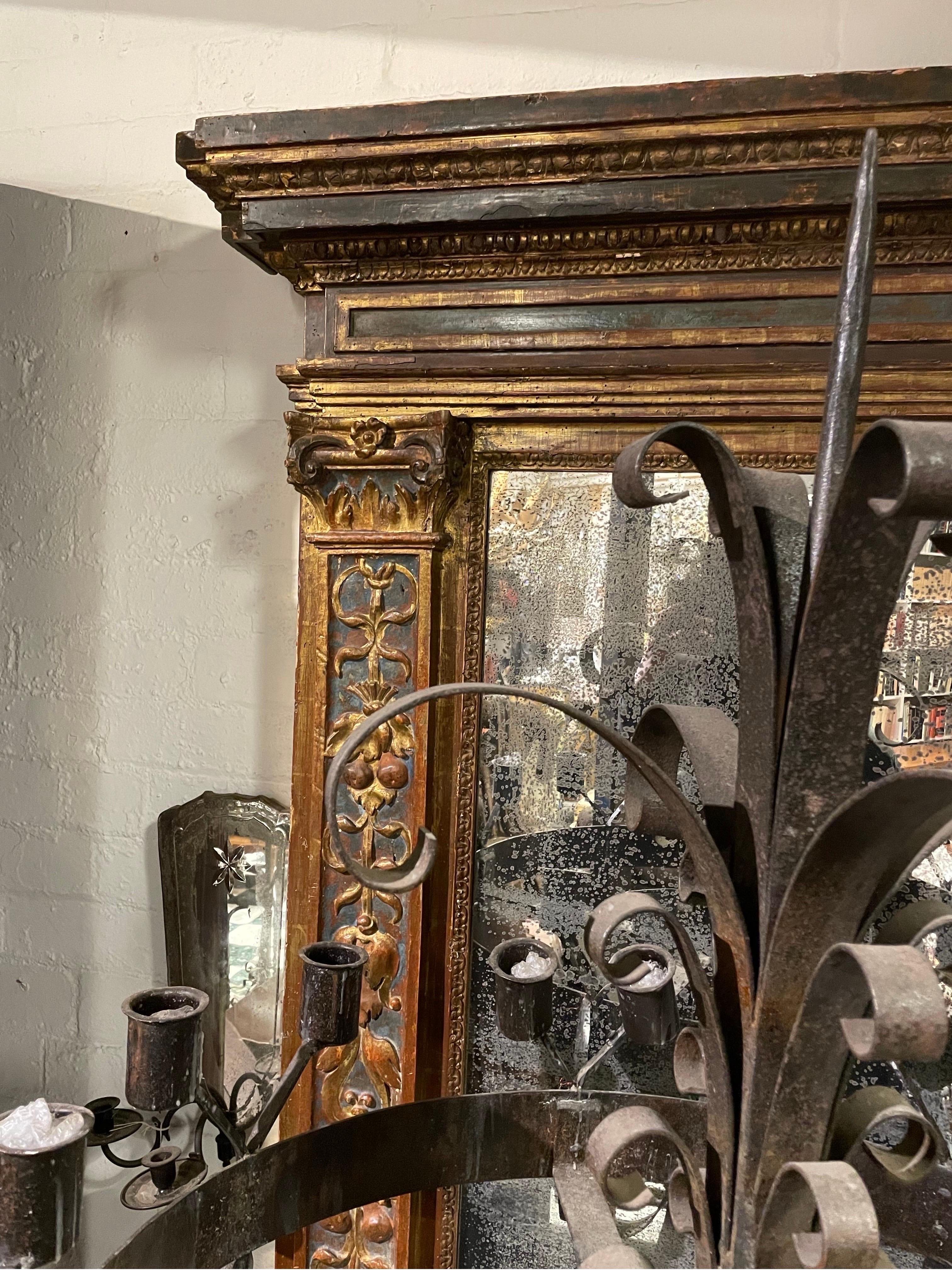 Renaissance A Tuscan Gilt and Polychrome Neo-Classical Mirror, Italian Circa 1760 For Sale