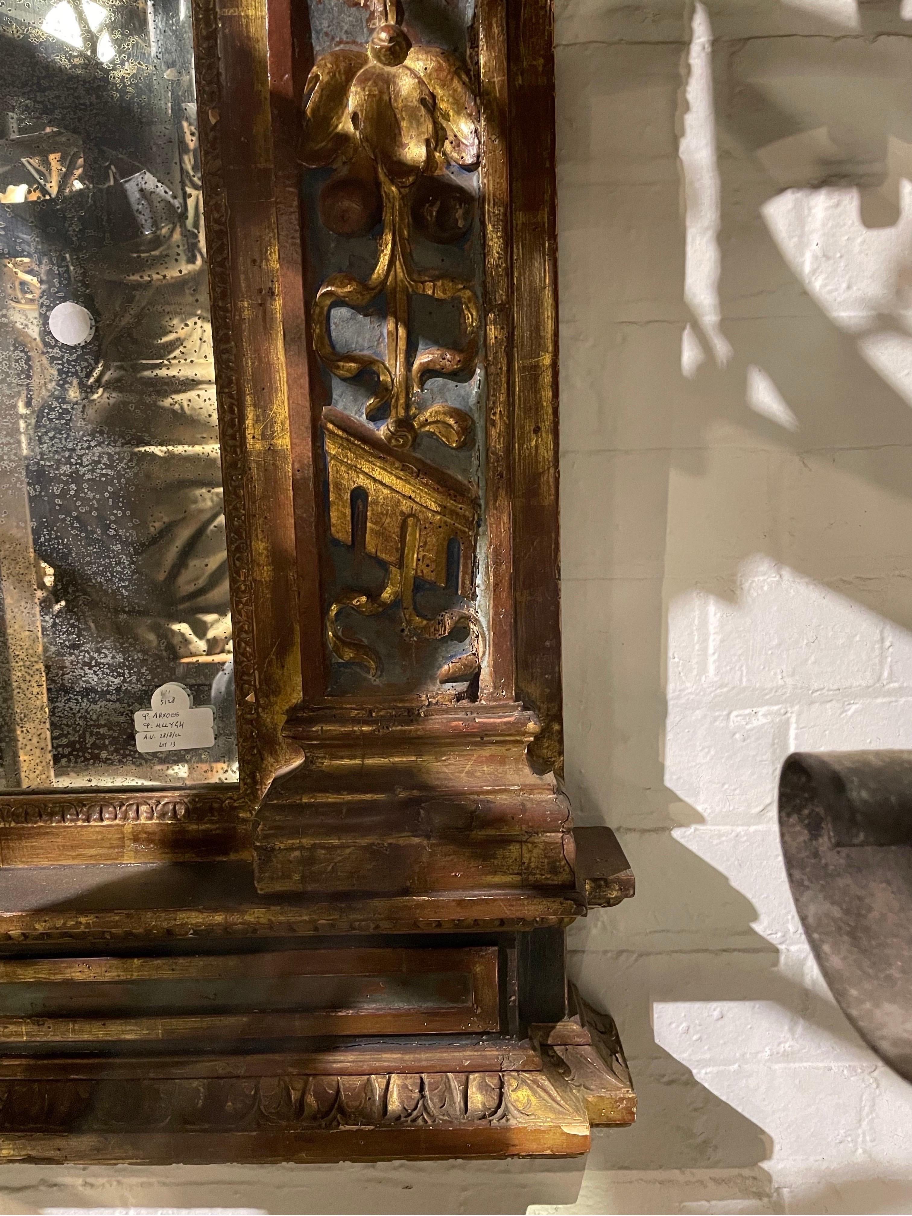 Hardwood A Tuscan Gilt and Polychrome Neo-Classical Mirror, Italian Circa 1760 For Sale
