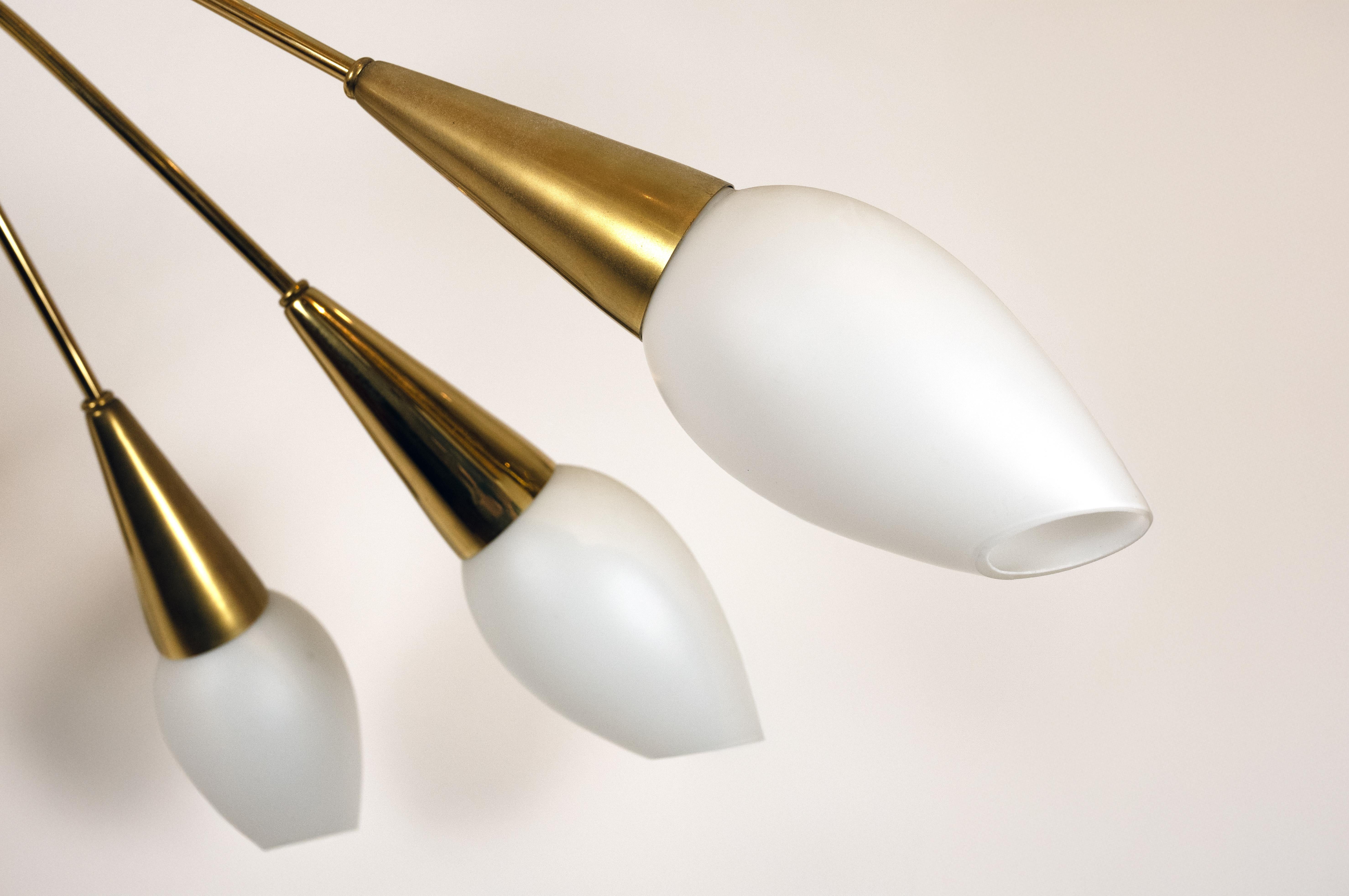 A Twelve-Light Ceiling Mounted Fixture in the Style of Carlo Mollino In Good Condition For Sale In New York, NY