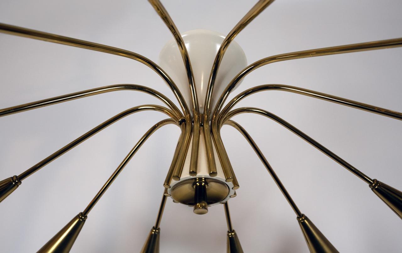 Mid-20th Century A Twelve-Light Ceiling Mounted Fixture in the Style of Carlo Mollino For Sale
