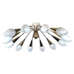A Twelve-Light Ceiling Mounted Fixture in the Style of Carlo Mollino