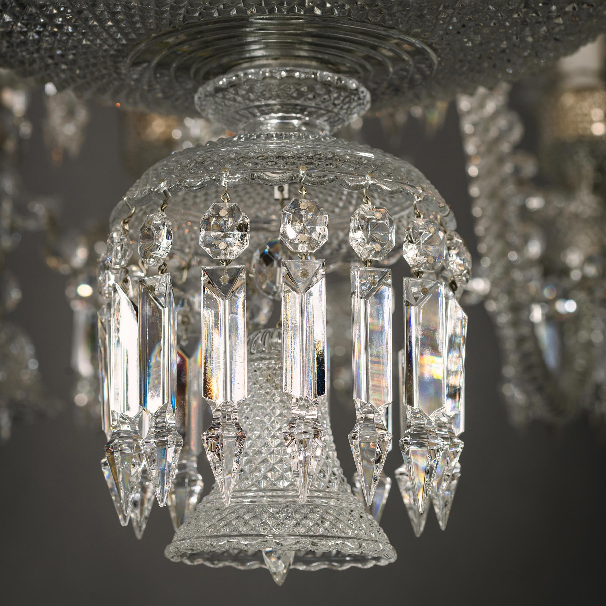 A Twenty-Four Light Crystal Glass Chandelier For Sale 9