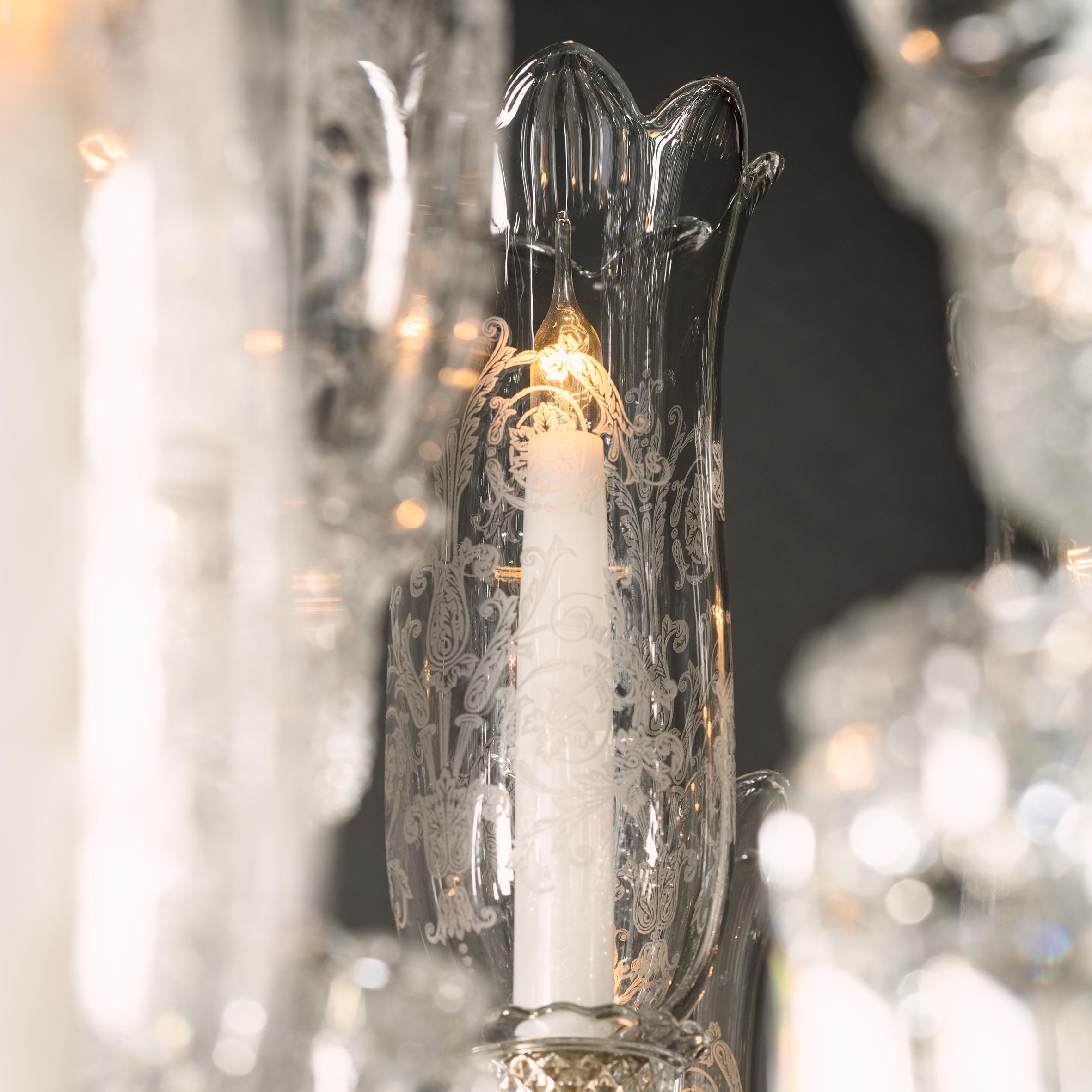 A Twenty-Four Light Crystal Glass Chandelier For Sale 10