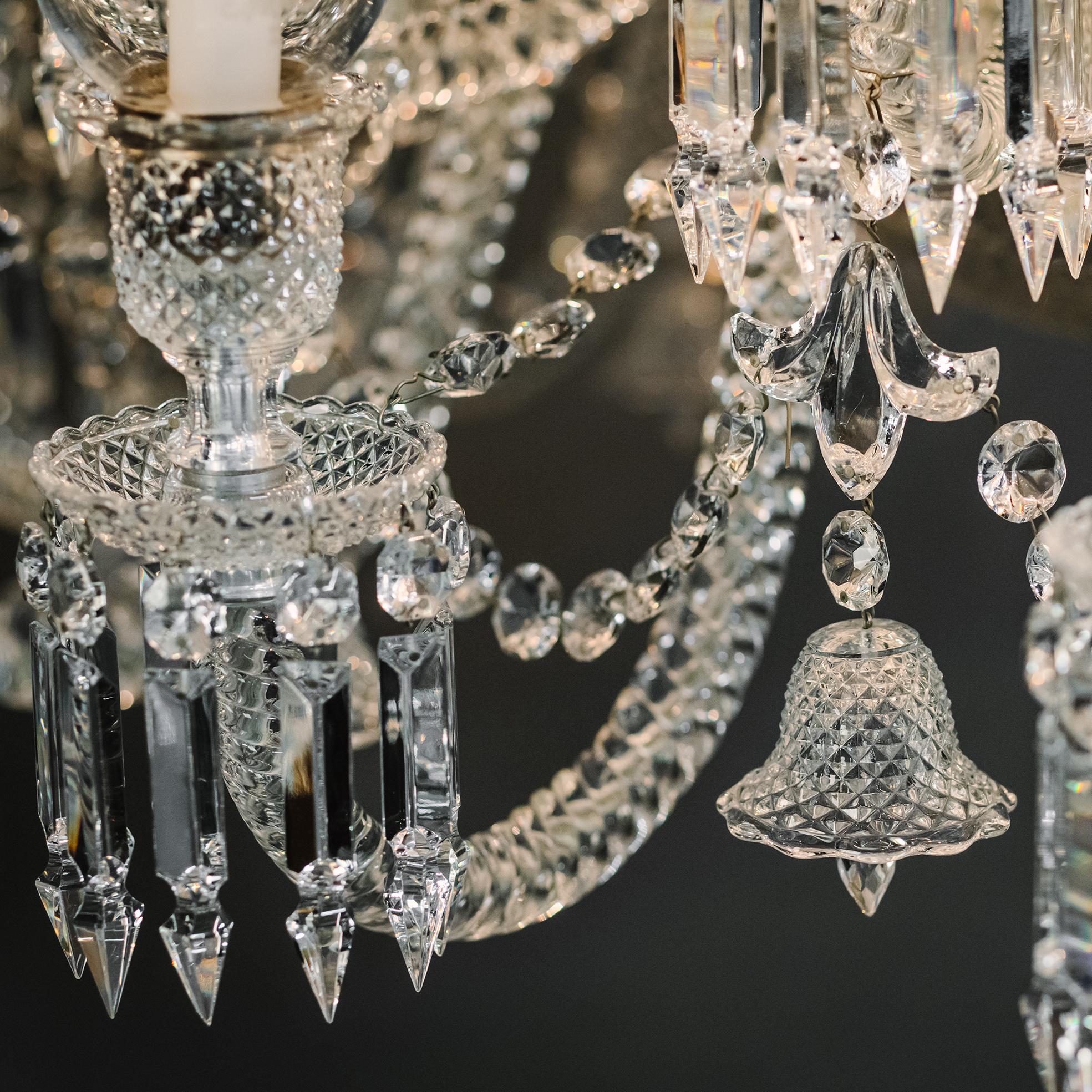 A Twenty-Four Light Crystal Glass Chandelier For Sale 4